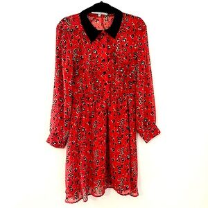 Collective Concepts Sheer Top Red and Black Leopard Print Dress